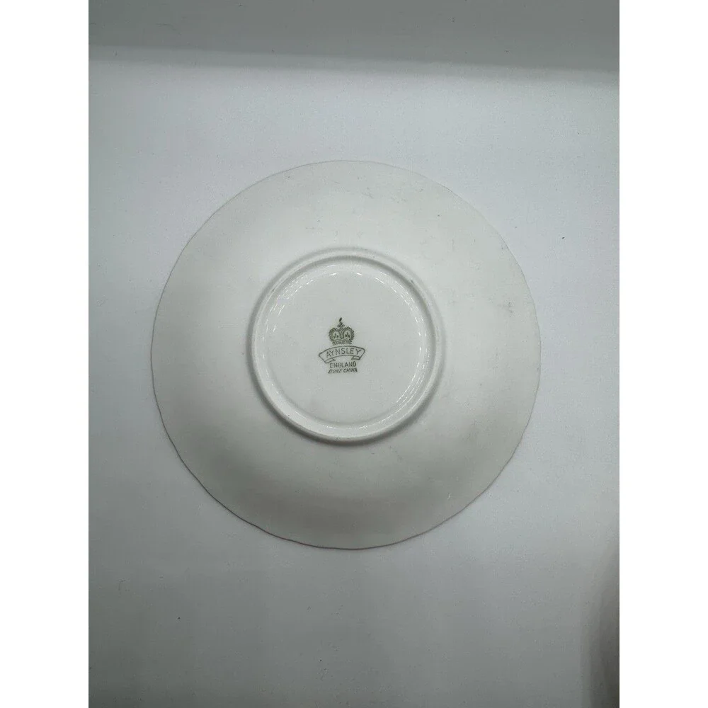 Aynsley England Bone China Fruit Tea Cup & Saucer Set, Green/Gold, 2-Piece
